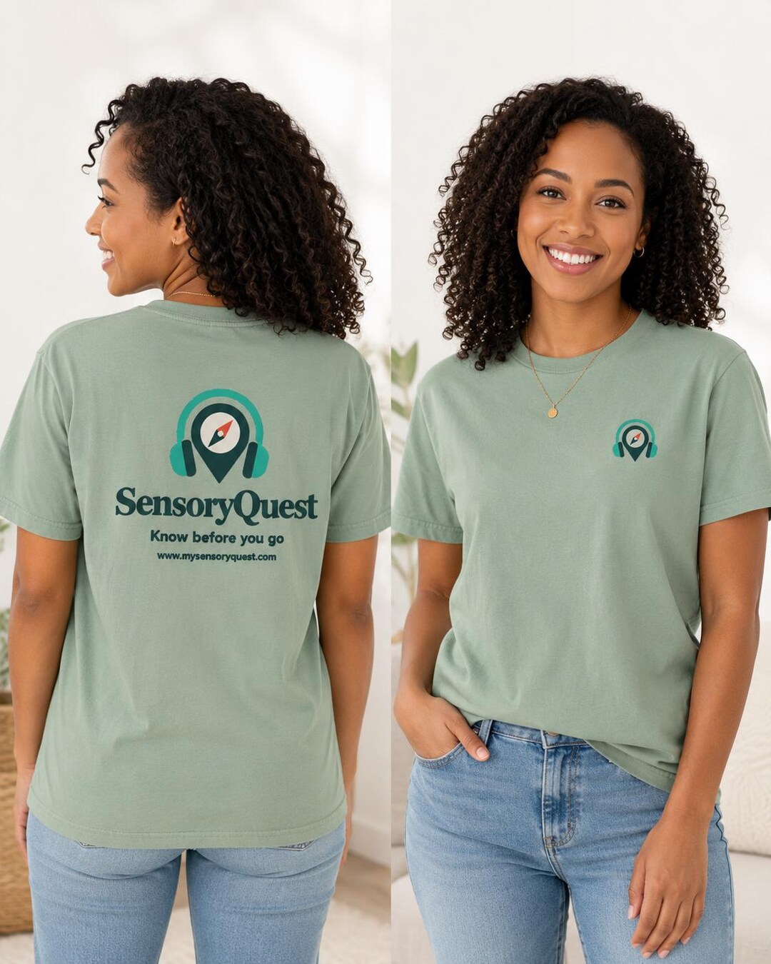 Model wearing the Take SensoryQuest With You Wherever You Go Shirt
