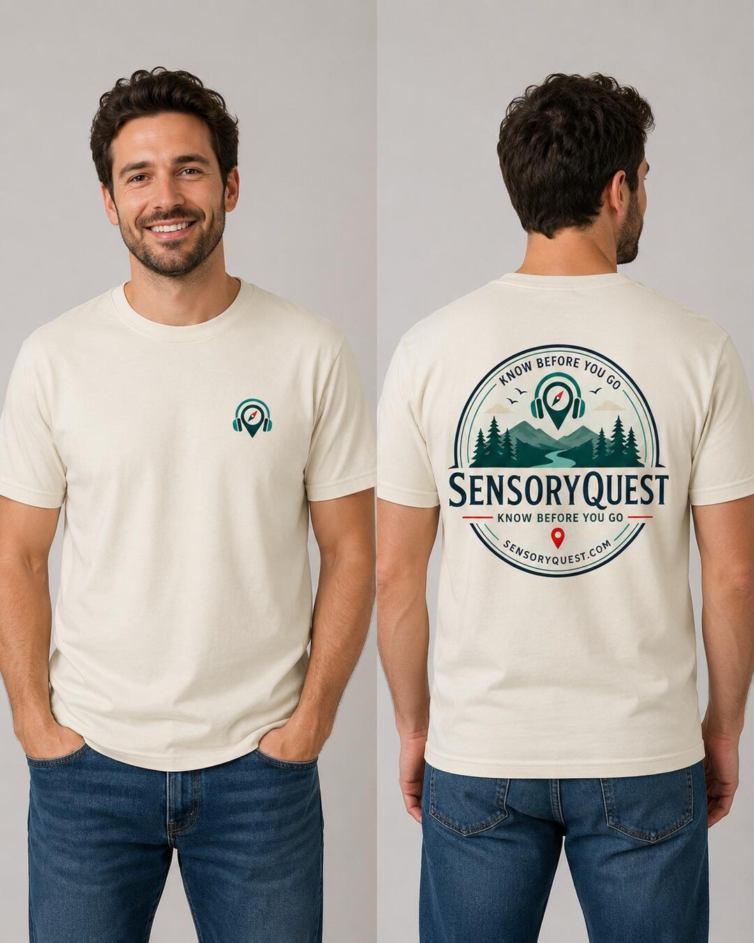 Model wearing the Take SensoryQuest With You Wherever You Go Shirt